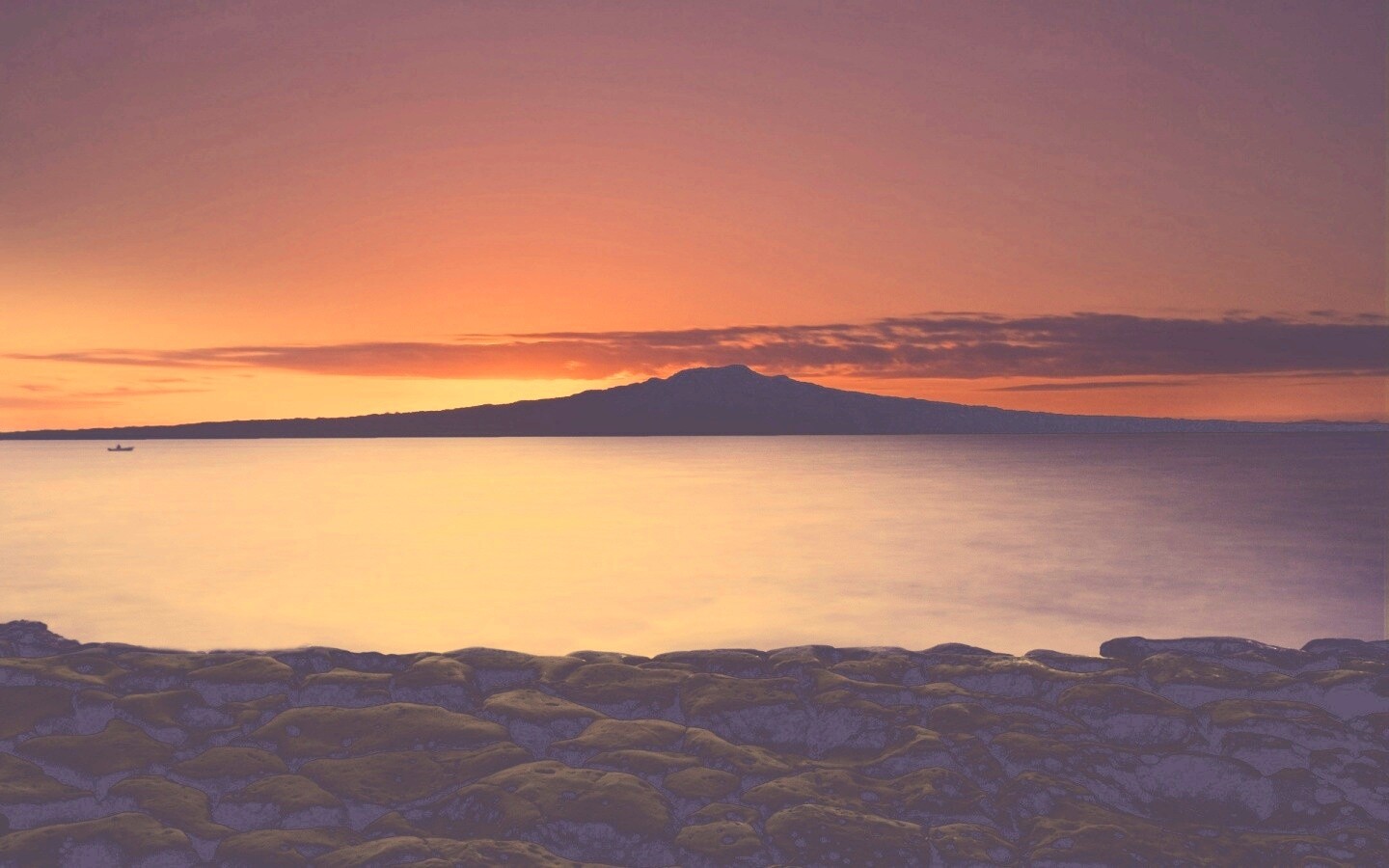 Закат за островом Рангитото обои