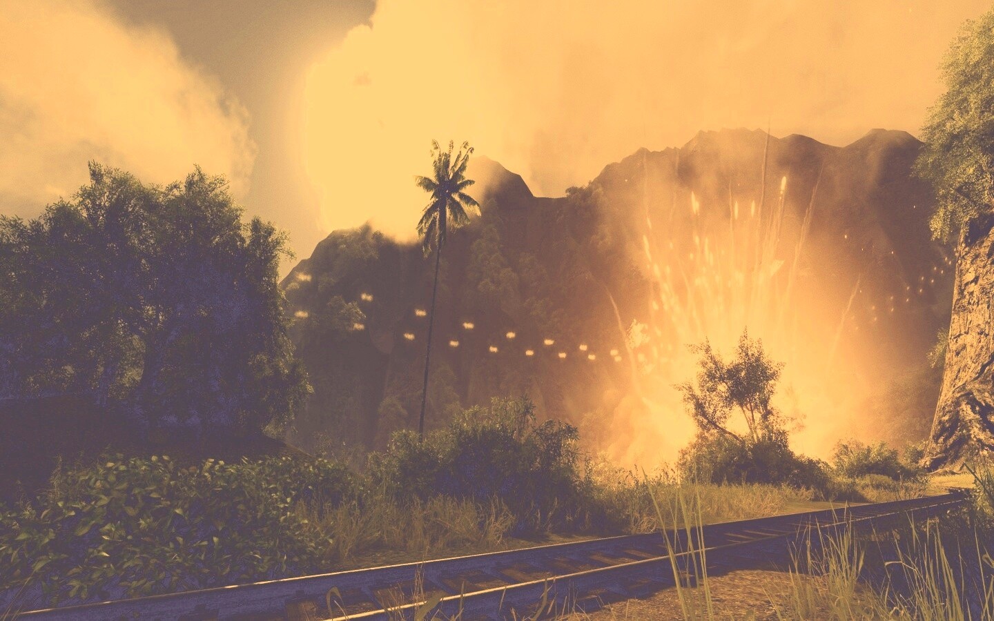 Взрыв в кустах обои