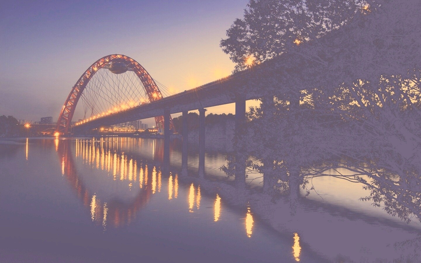 Мост в сумерках обои