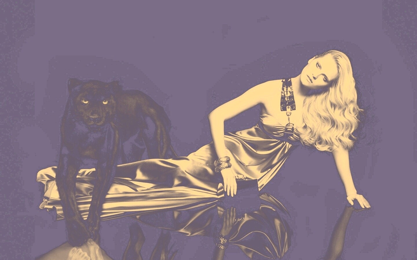 Красотка с пантерой обои