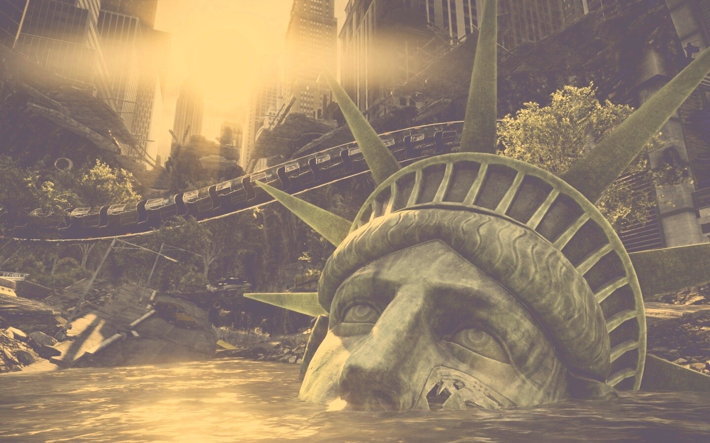 Руины статуи свободы в Crysis обои