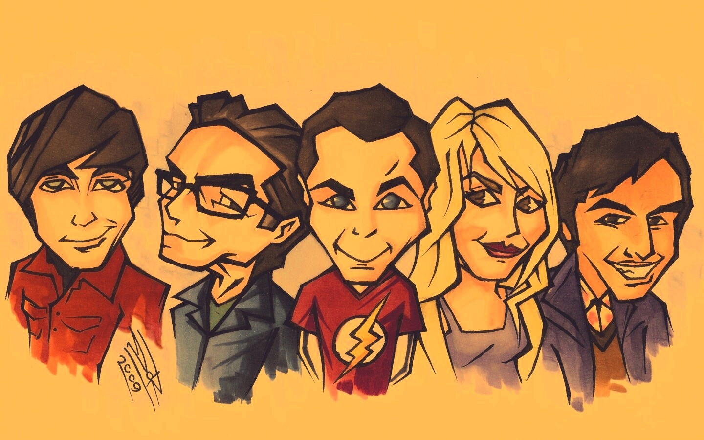 Скетч с персонажами Теории Большого взрыва обои