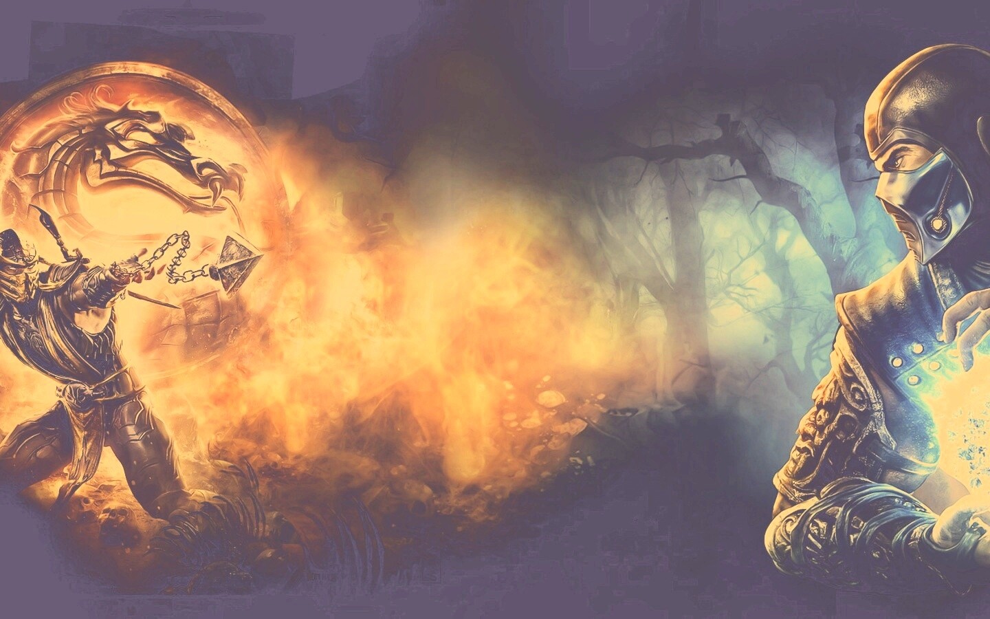 Бой SubZero и Scorpion из Mortal Kombat обои