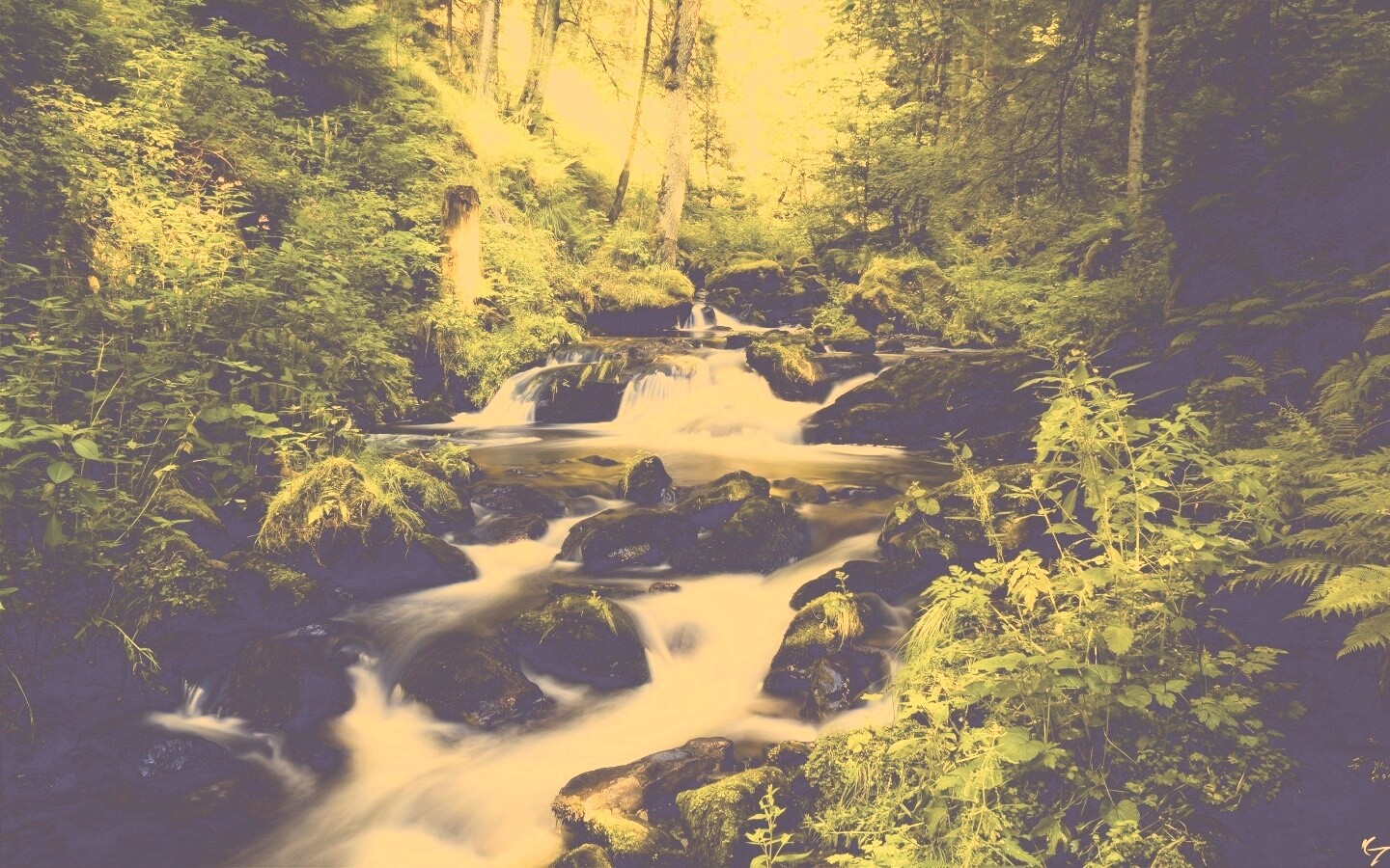 Живописный лесной водопад обои