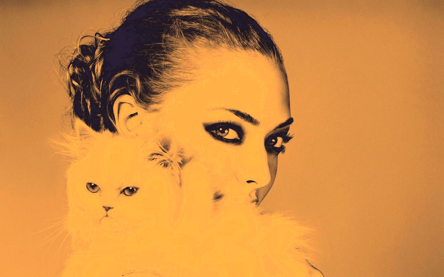 Девушка с кошкой обои