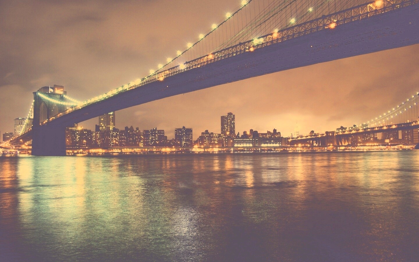 Мост в огнях обои