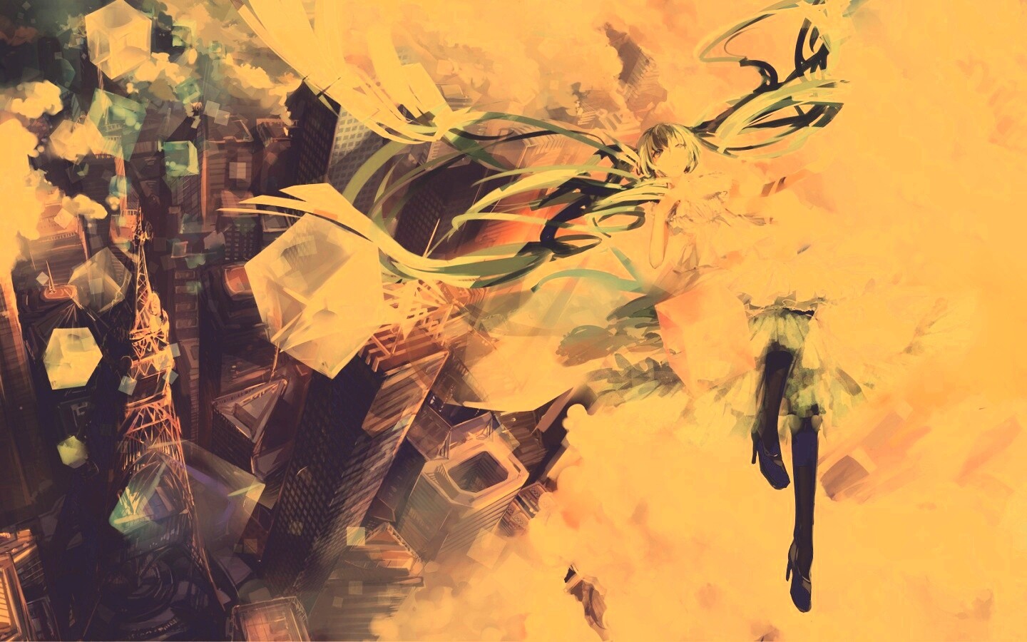 Hatsune Miku в небе обои