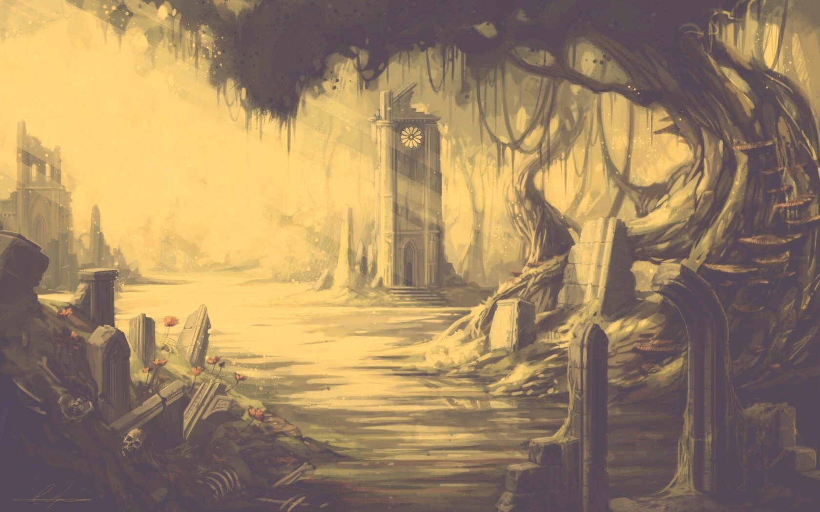 Руины эльфийского города обои