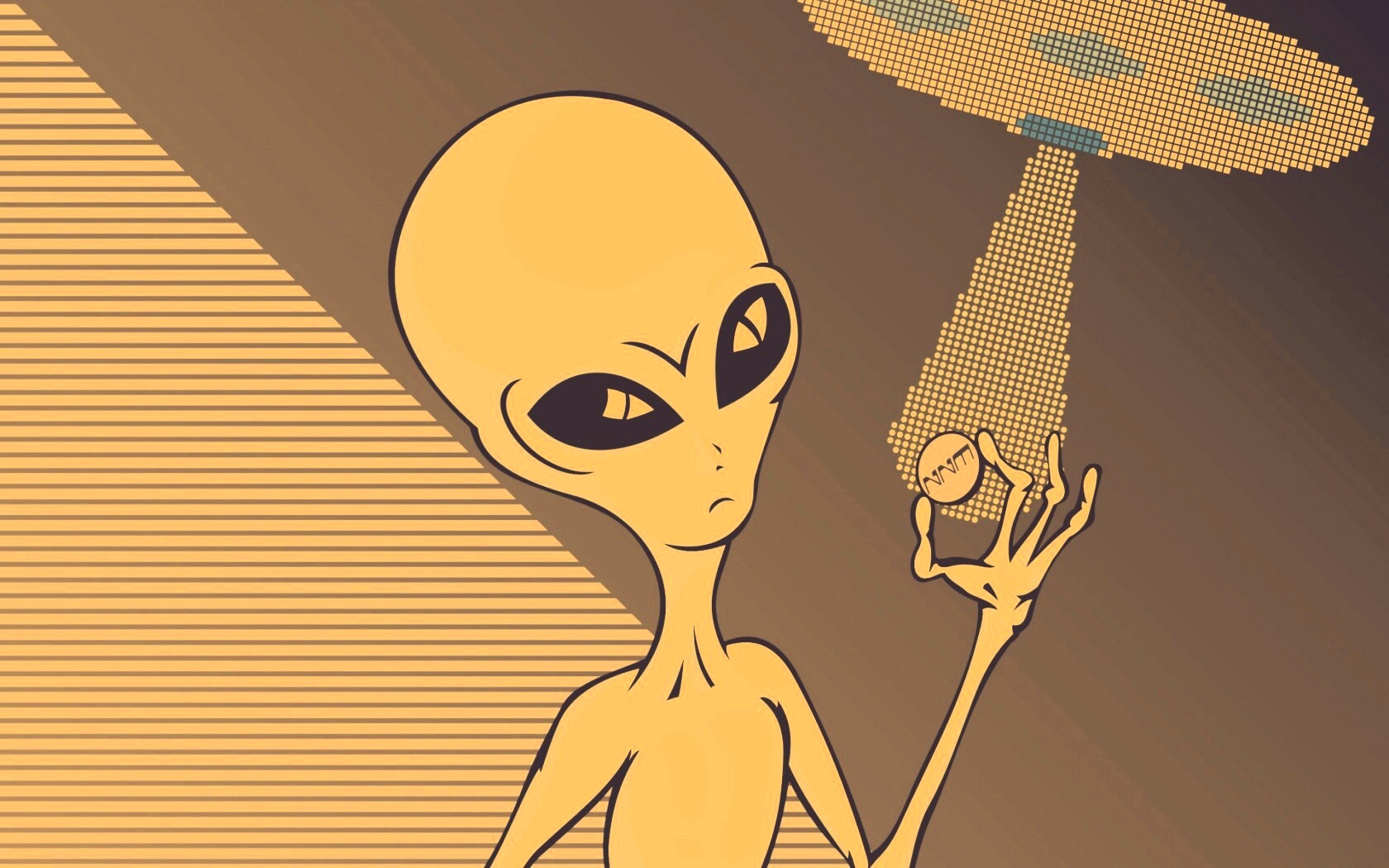 Пришелец с монеткой обои