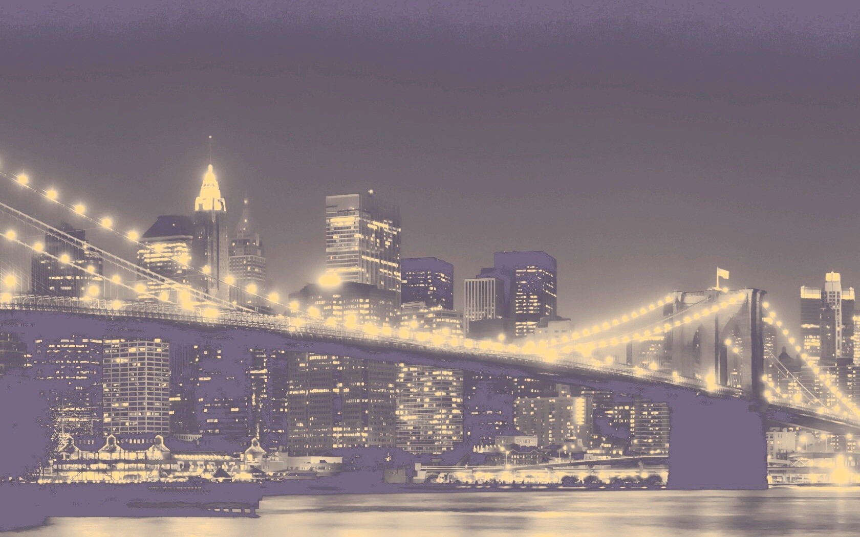 Вид на ночной Нью-Йорк обои