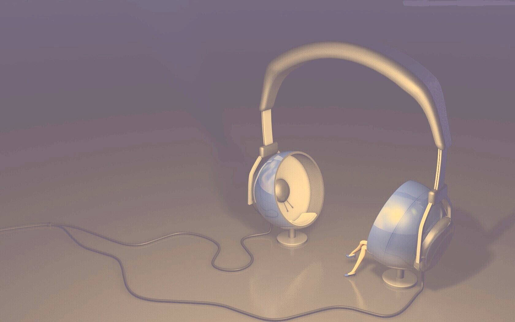 Девушка в наушниках обои