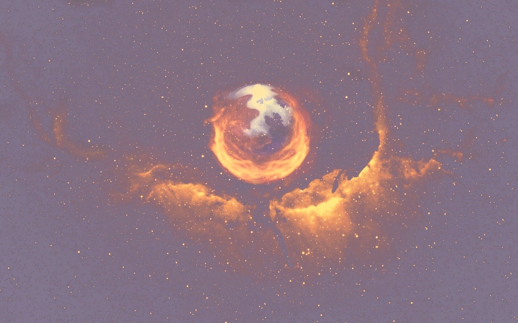 Firefox в космосе обои