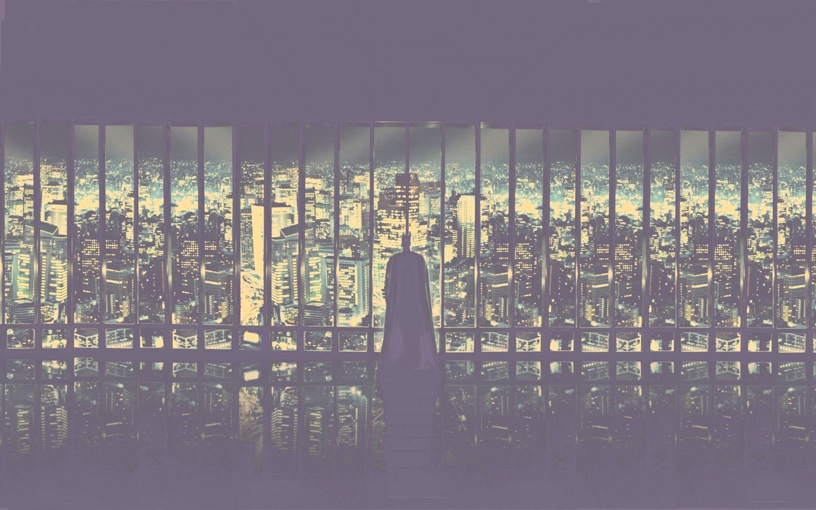 Бэтмен  смотрит на Готем обои