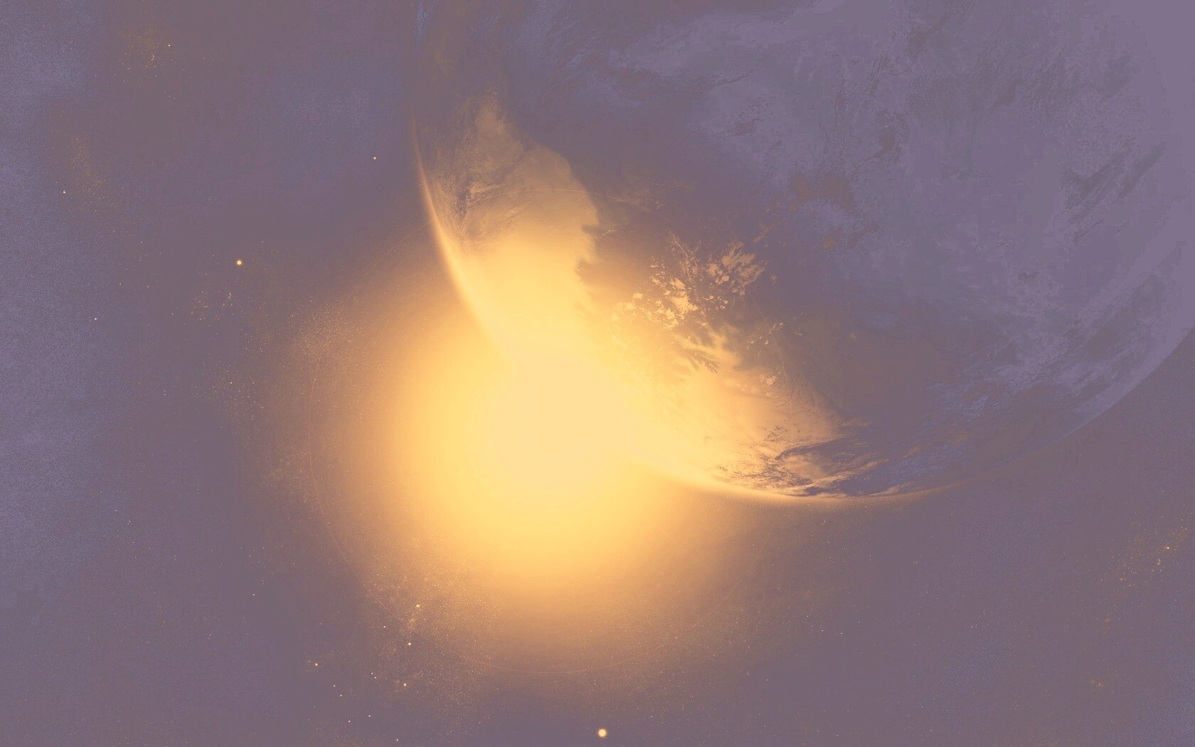 Солнце выглядывает из-за планеты обои