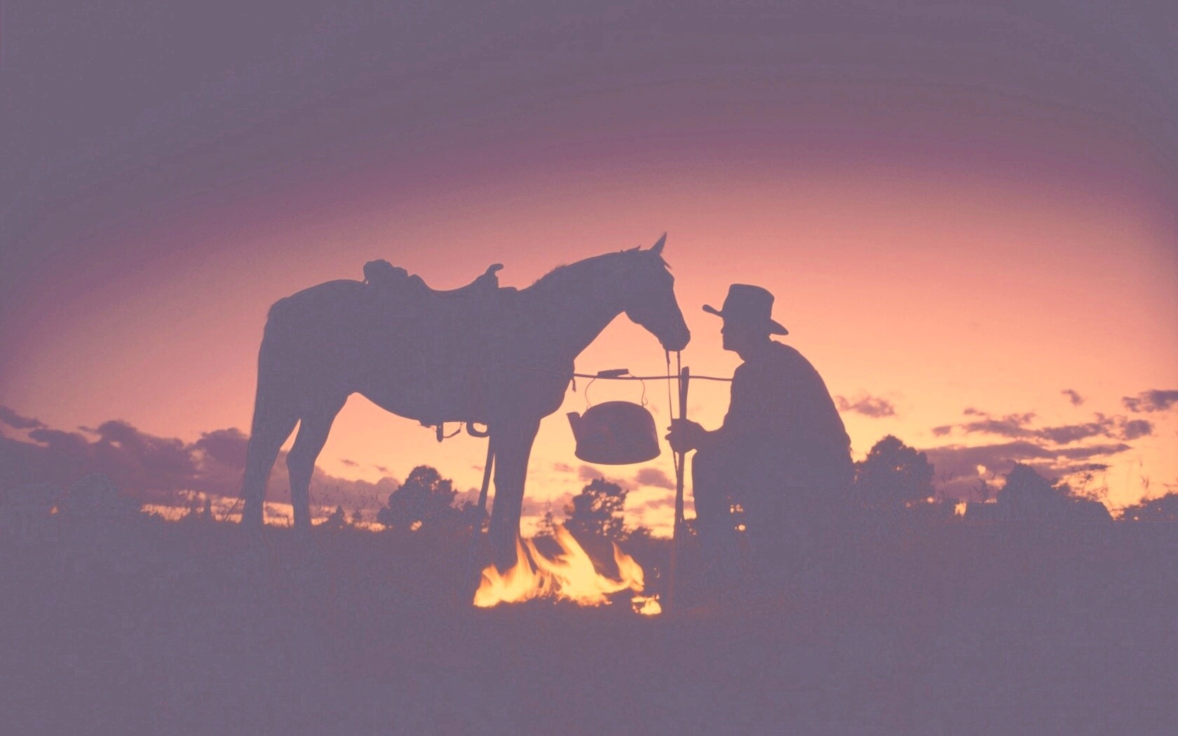Ковбой на привале обои