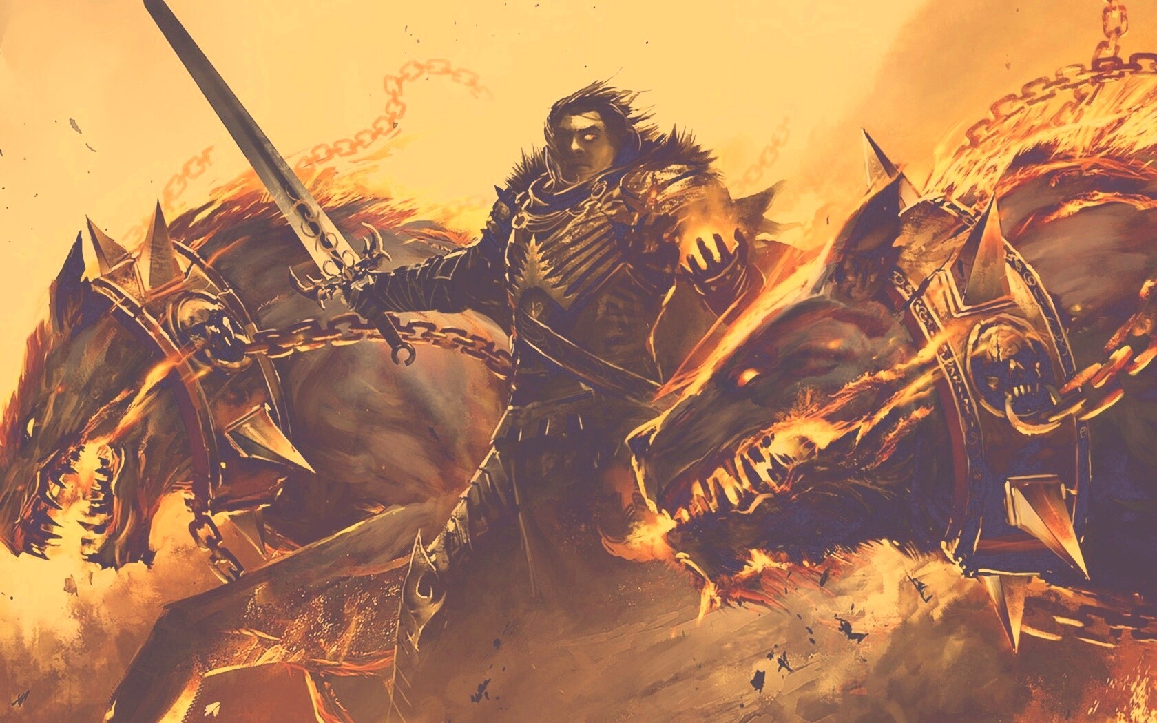 Темный рыцарь и гончие смерти обои