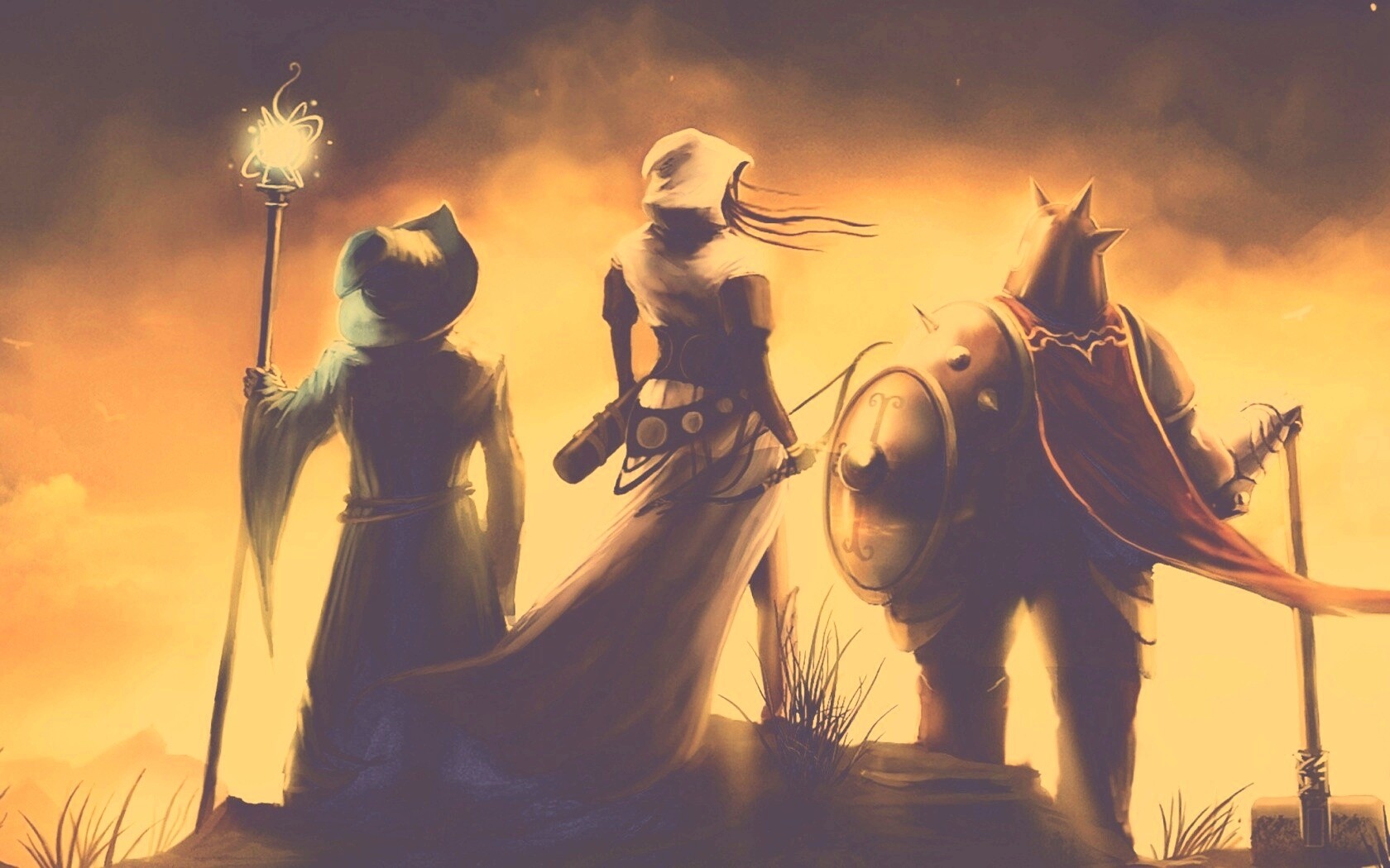 Воин, лучник и маг обои