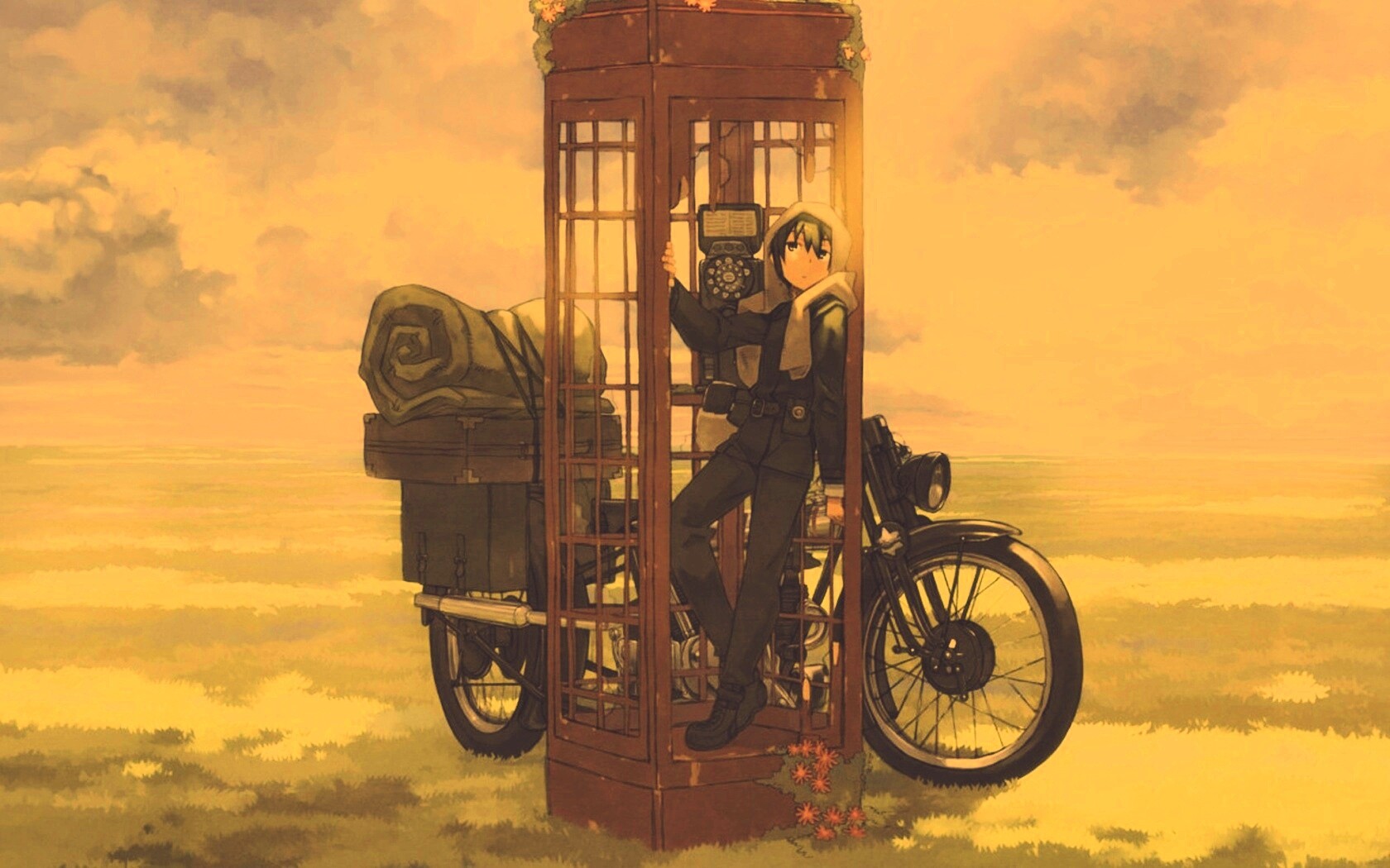 Парень в телефонной будке обои