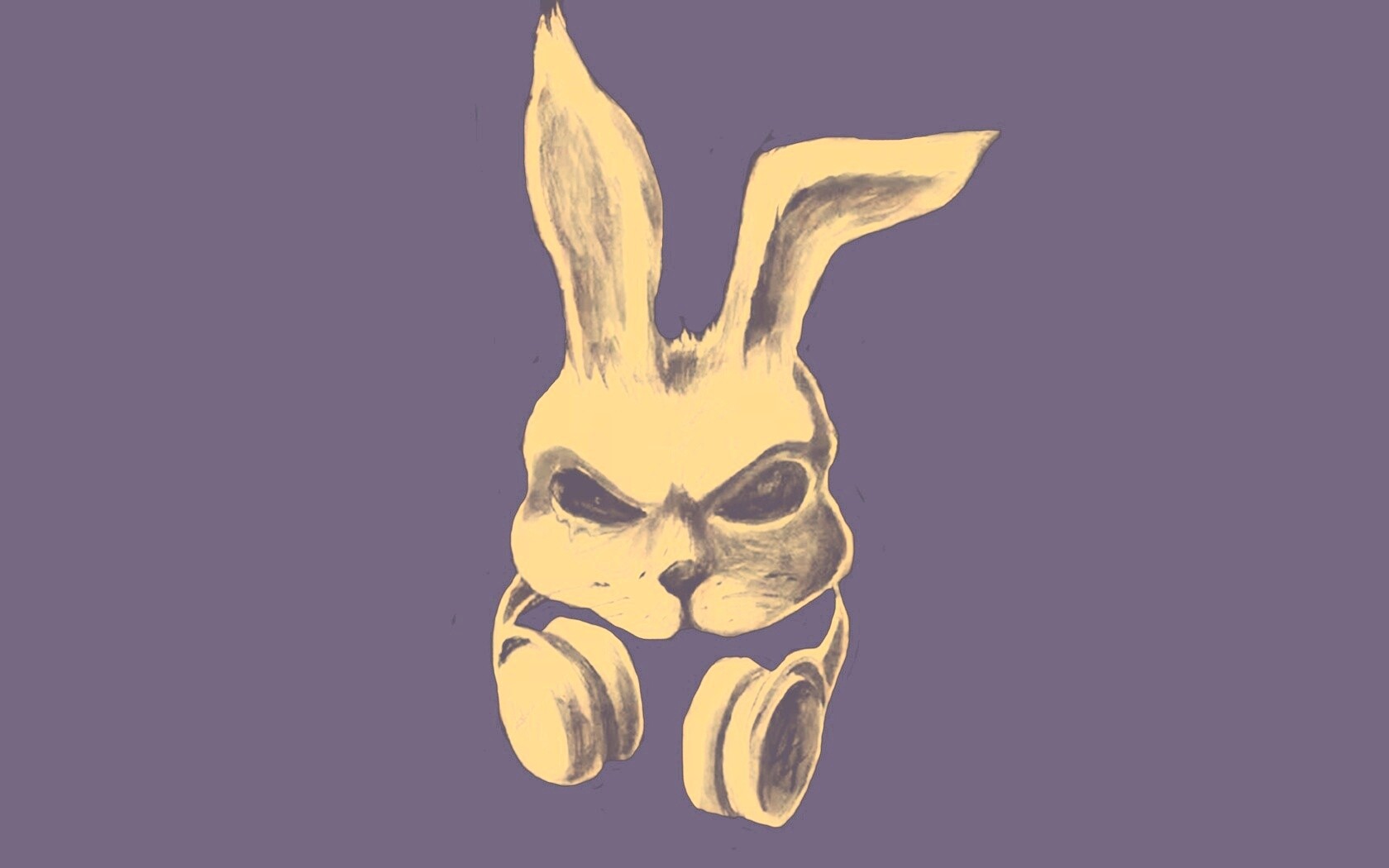 Кролик в наушниках обои