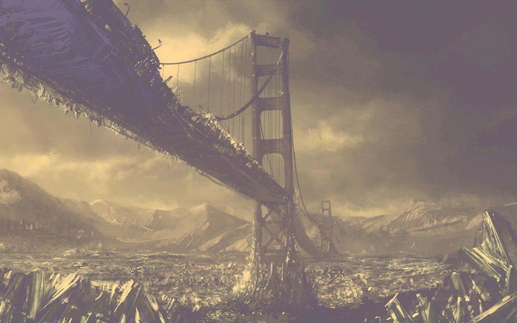 Постапокалиптические Золотые Ворота обои