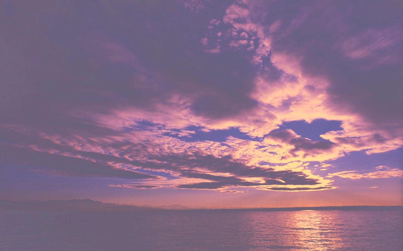 Фиолетовое закатное небо обои