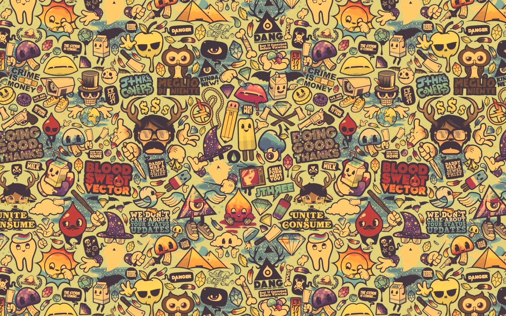 Коллаж из мультяшных картинок обои