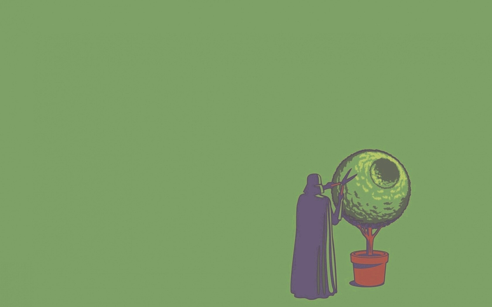 Дарт Вейдер постригает куст обои