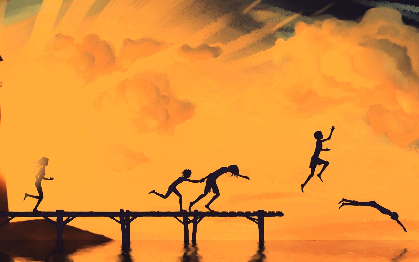 Прыжки с причала обои