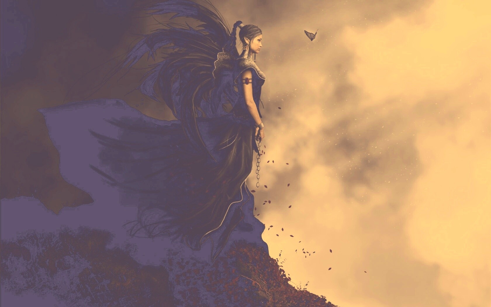 Девушка в тумане обои