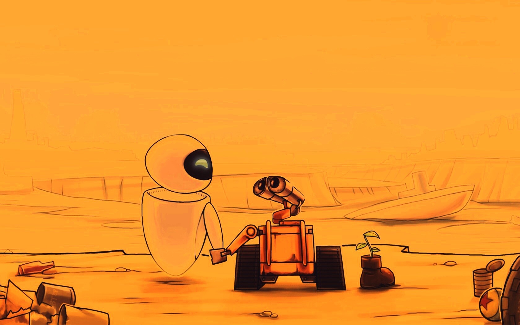 WALL-E и Ева обои