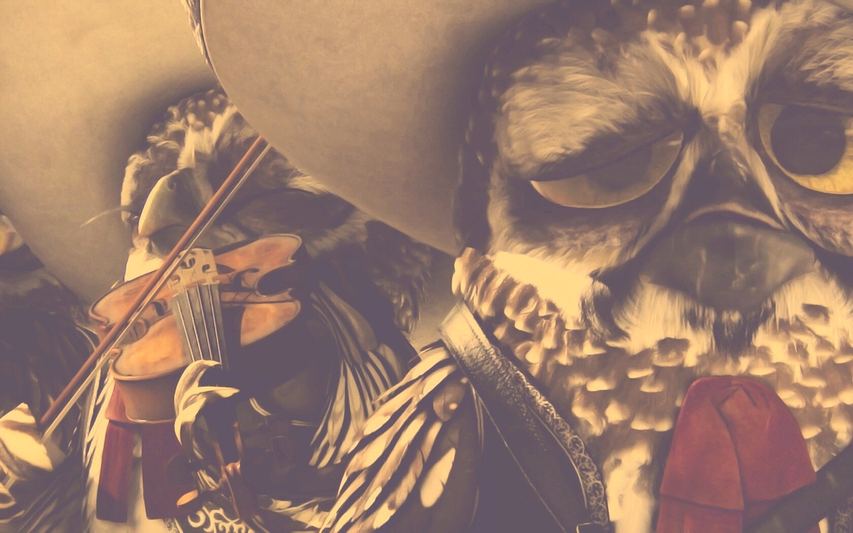 Совы-мариачи из Ранго обои