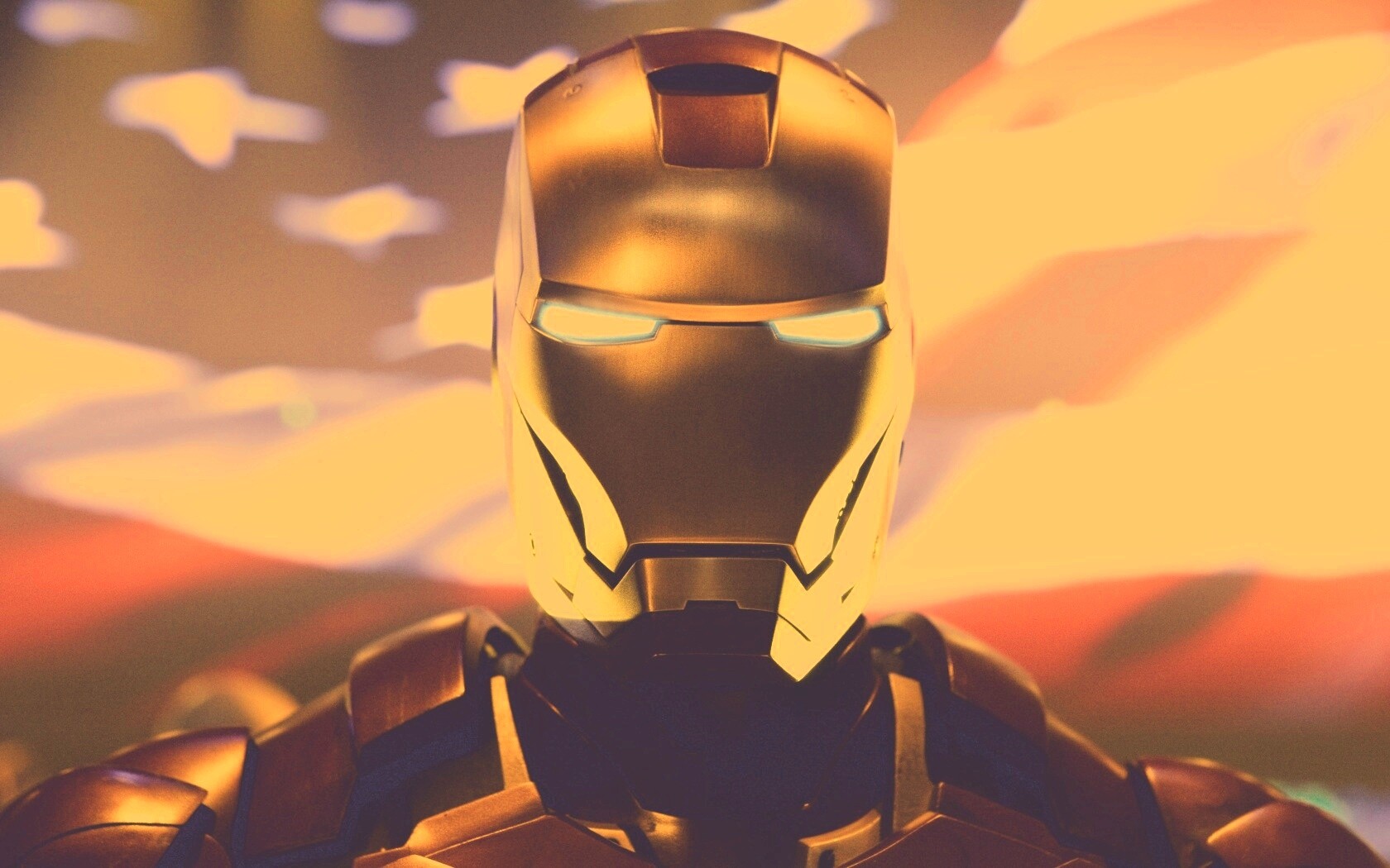 Железный человек на фоне американского флага обои