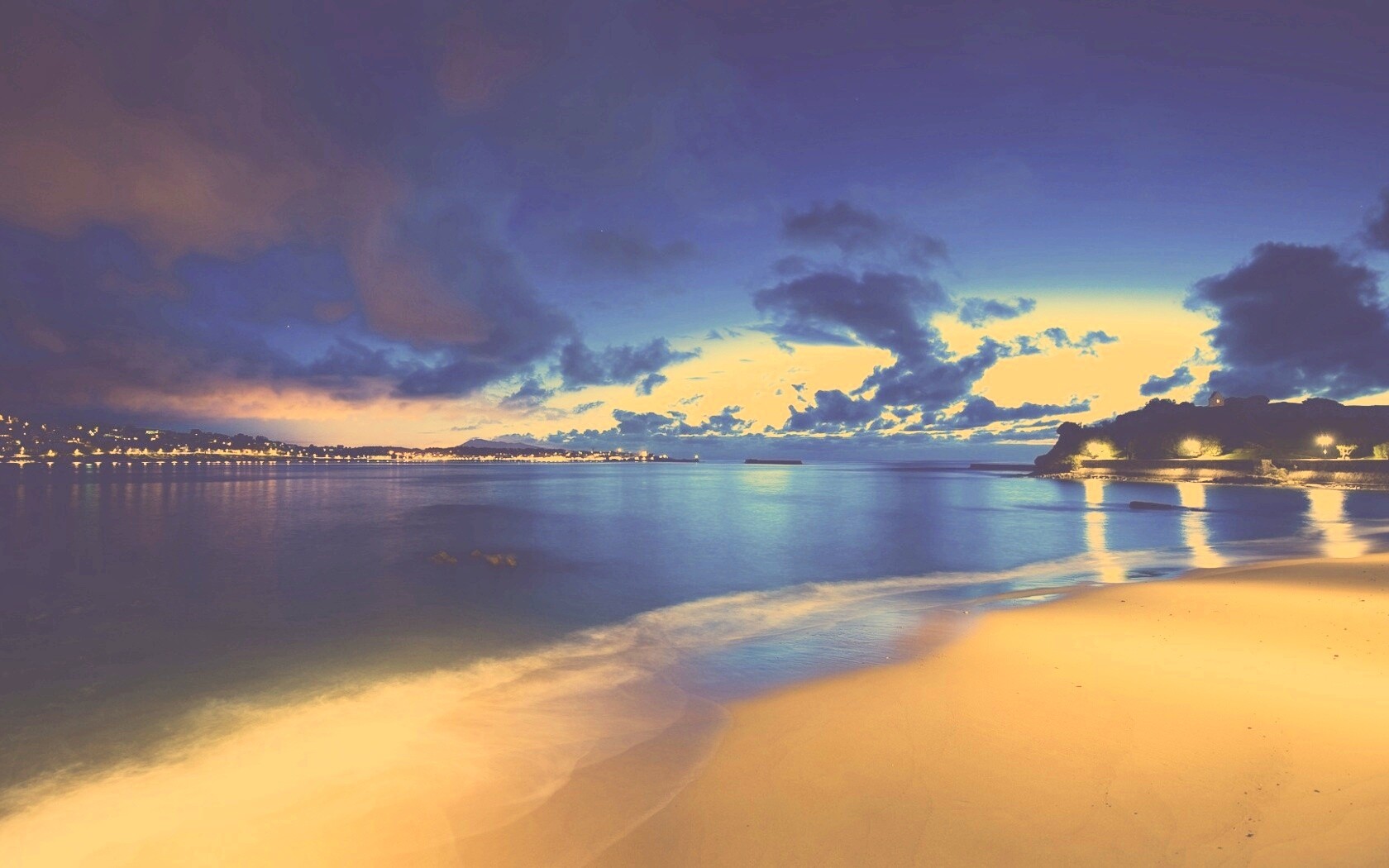 Пляж во франции ночью обои