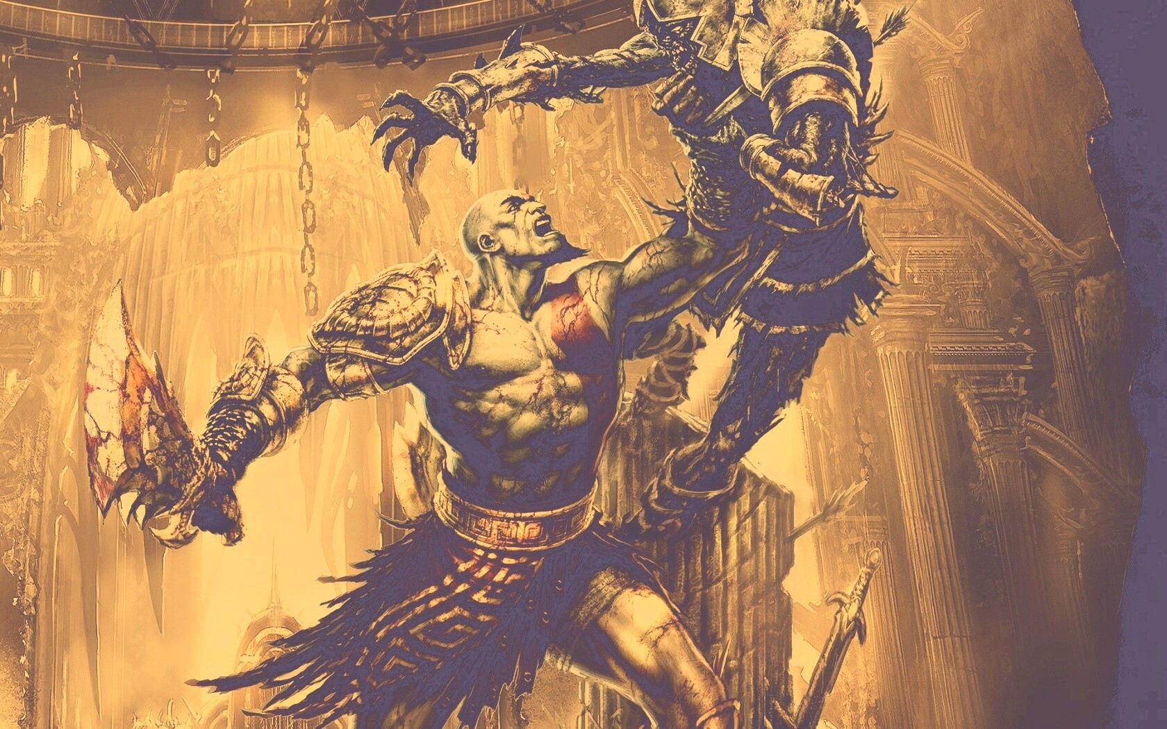 Кратос с мечем обои