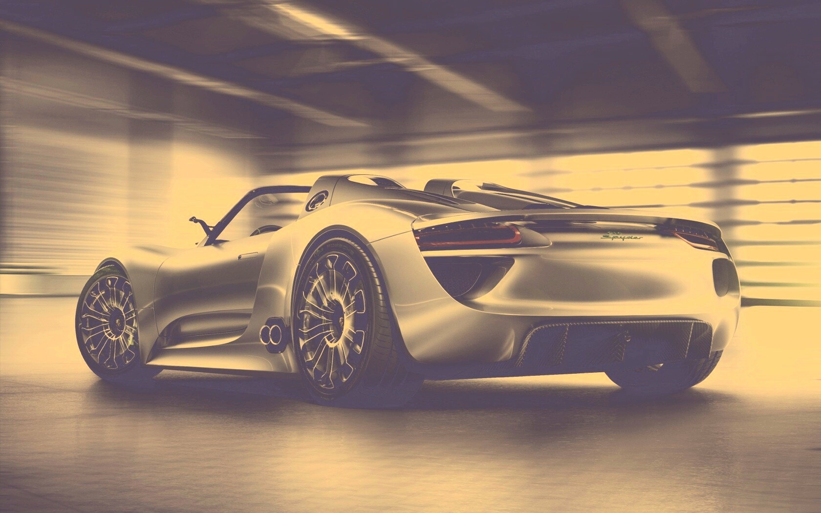 Porsche 918 Spider вид сзади обои