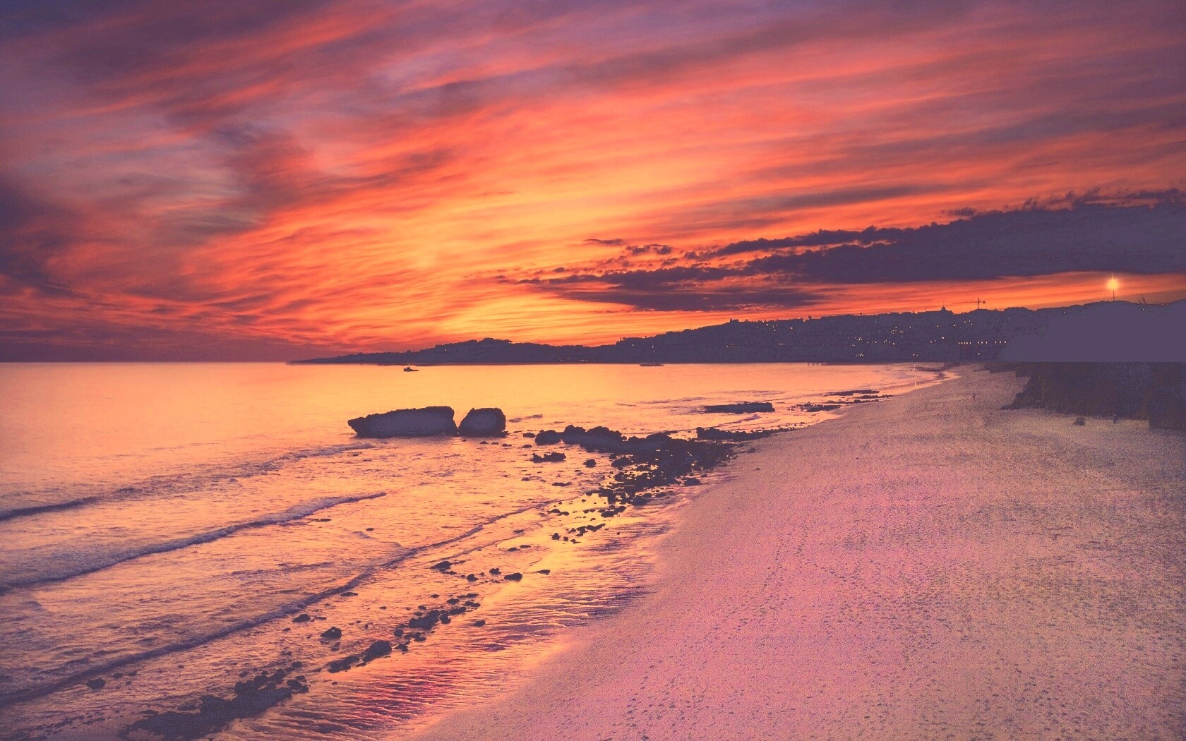 Бесподобный закат на море обои