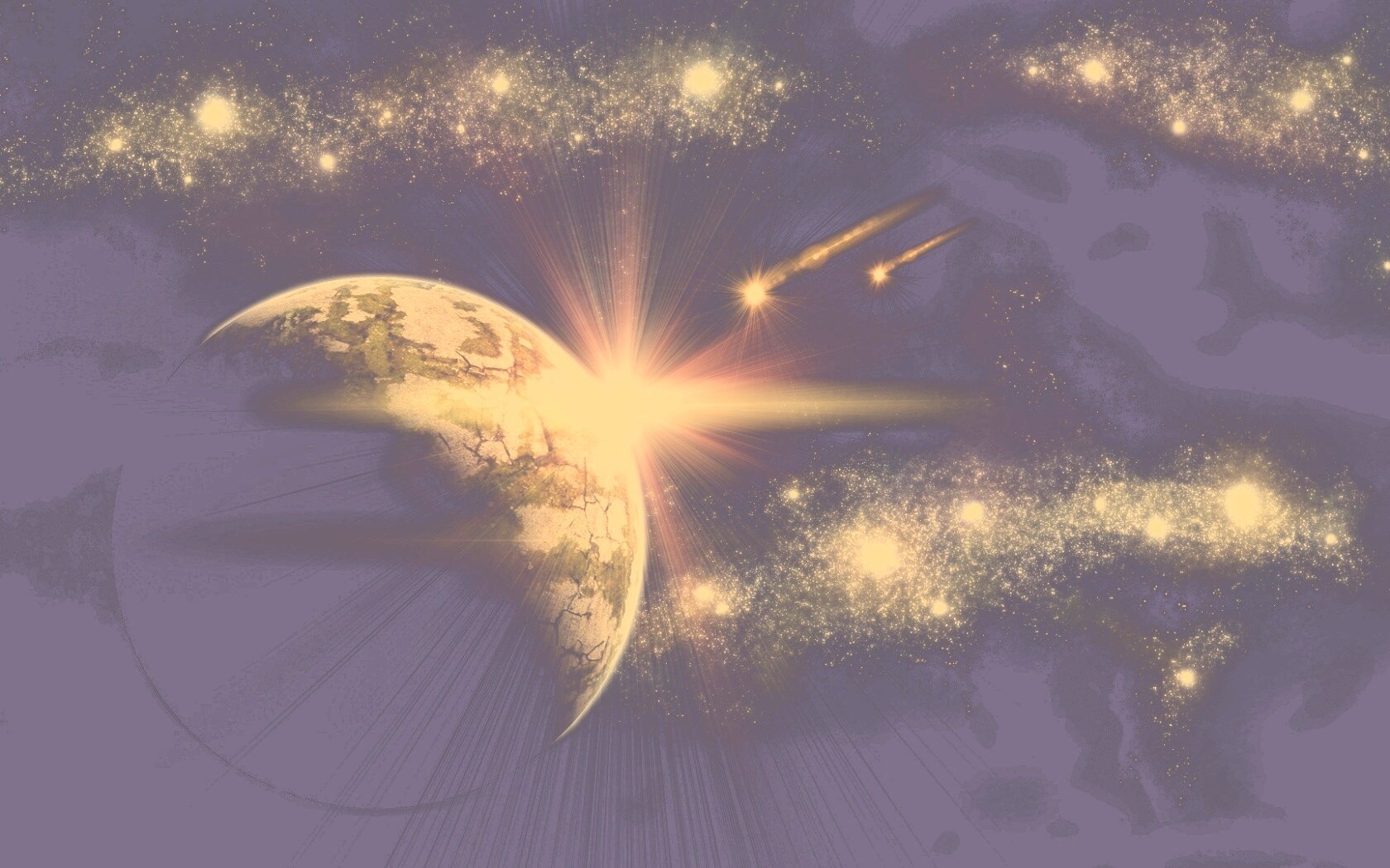 Кометы пролетают вблизи планеты обои