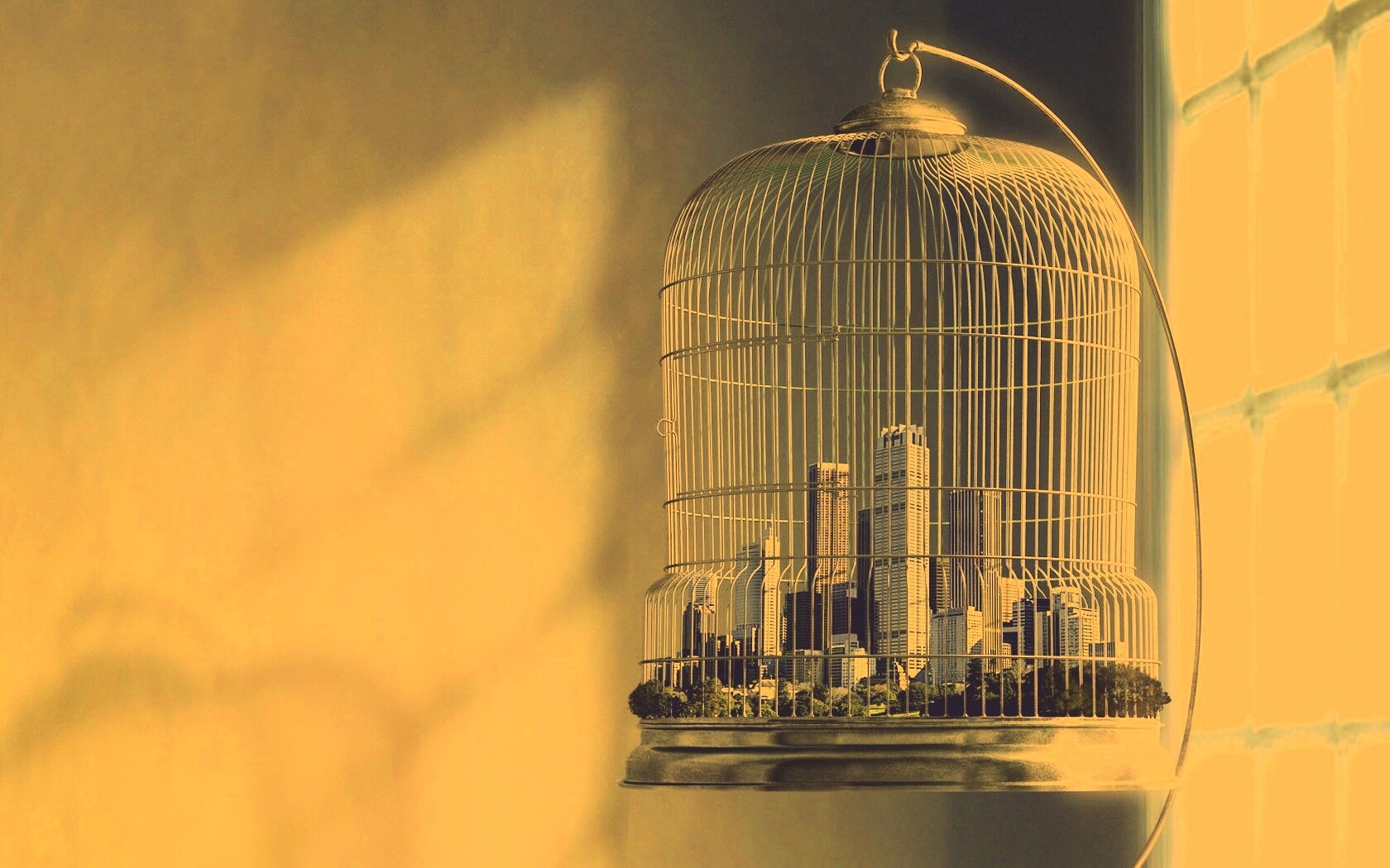 Город в клетке обои