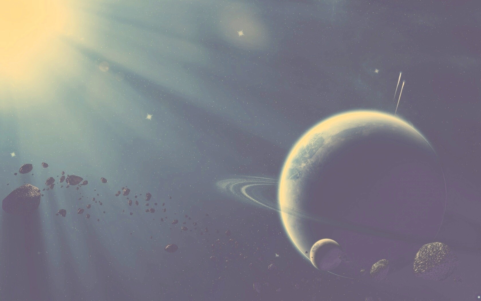 Пояс астероидов вблизи планеты обои