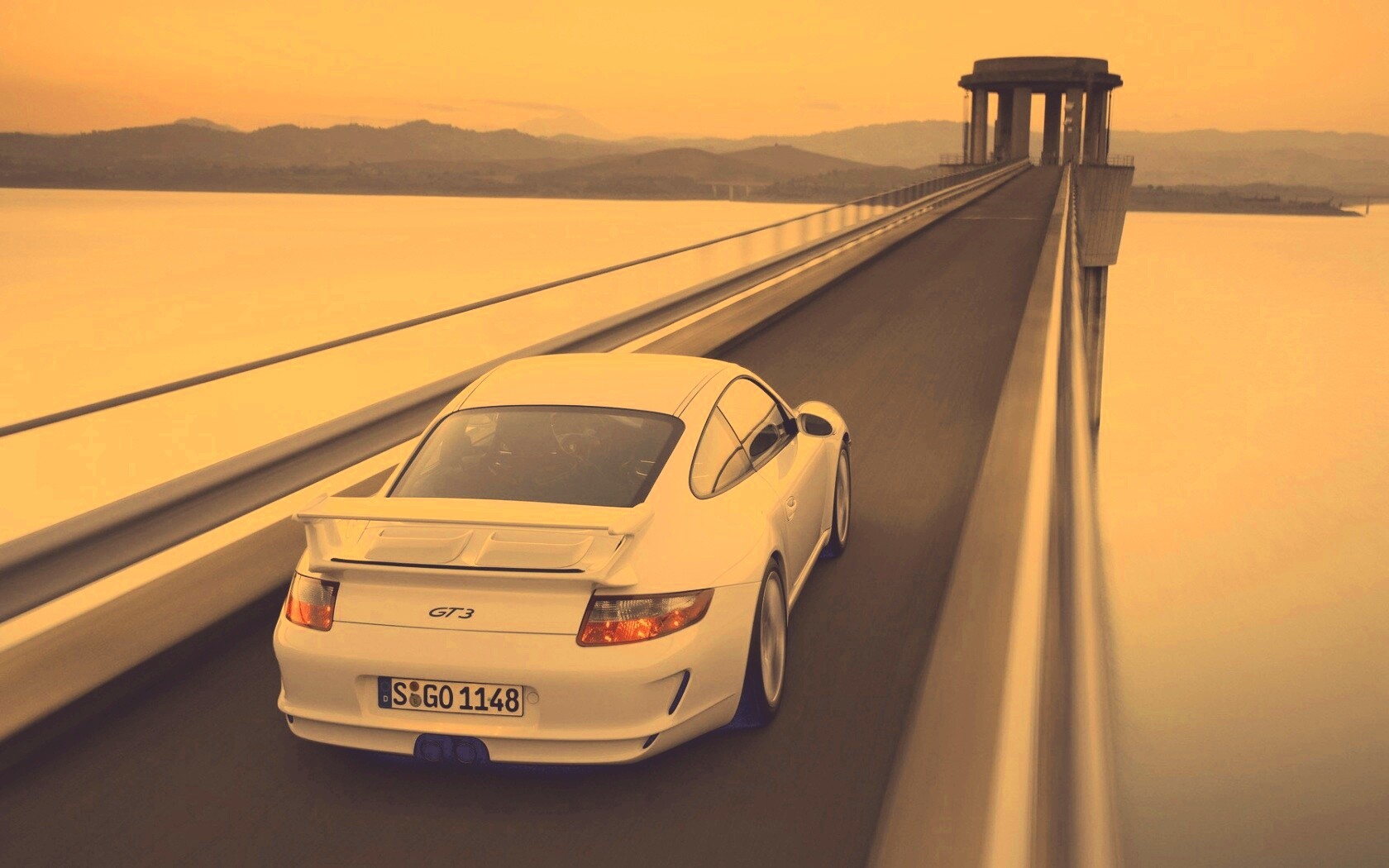 Порше на дамбе обои