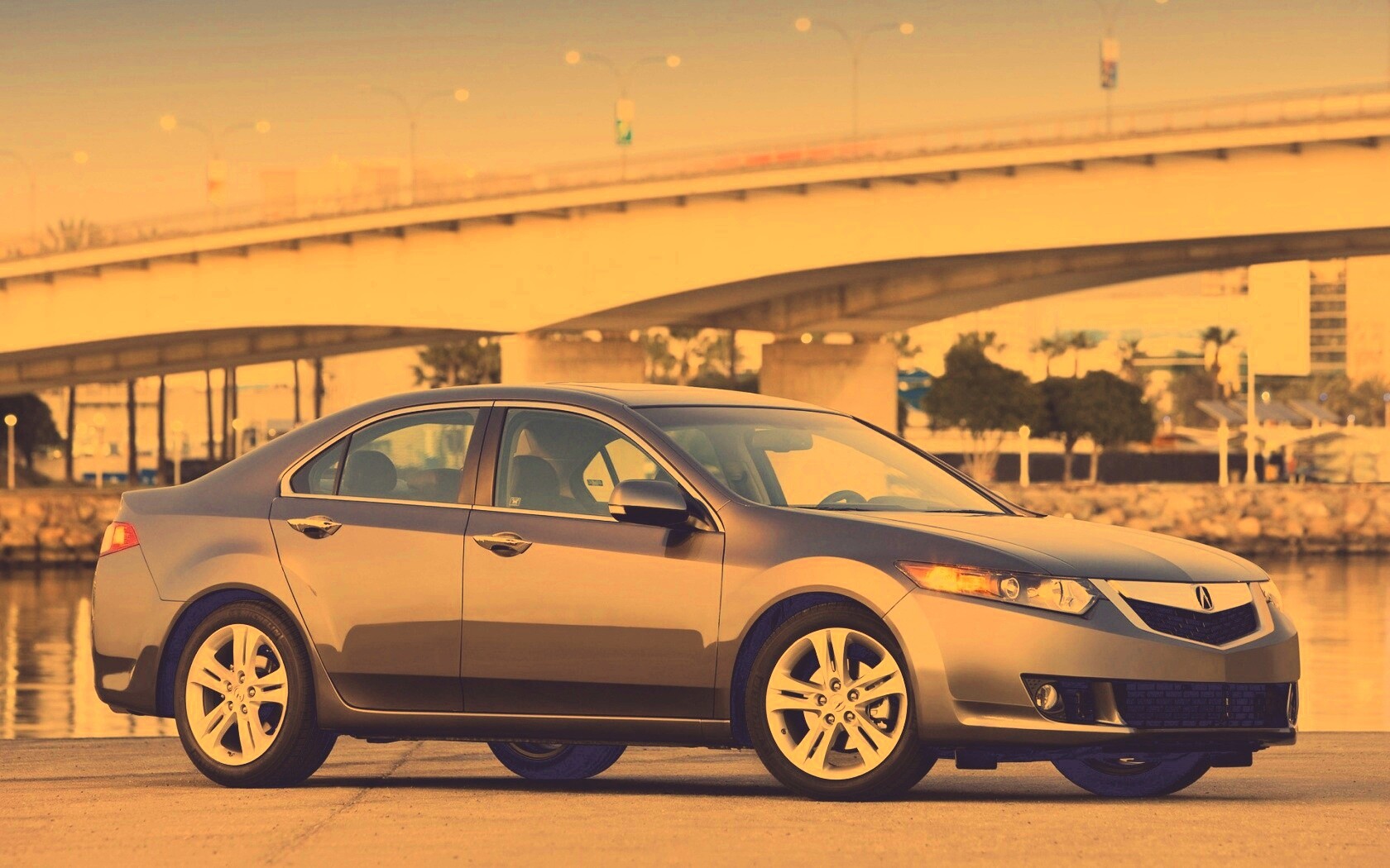 Acura на фоне моста обои