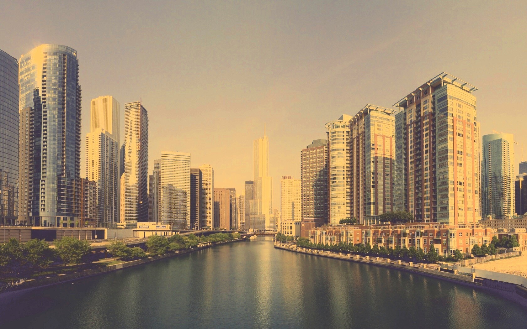 Вид на Чикаго обои