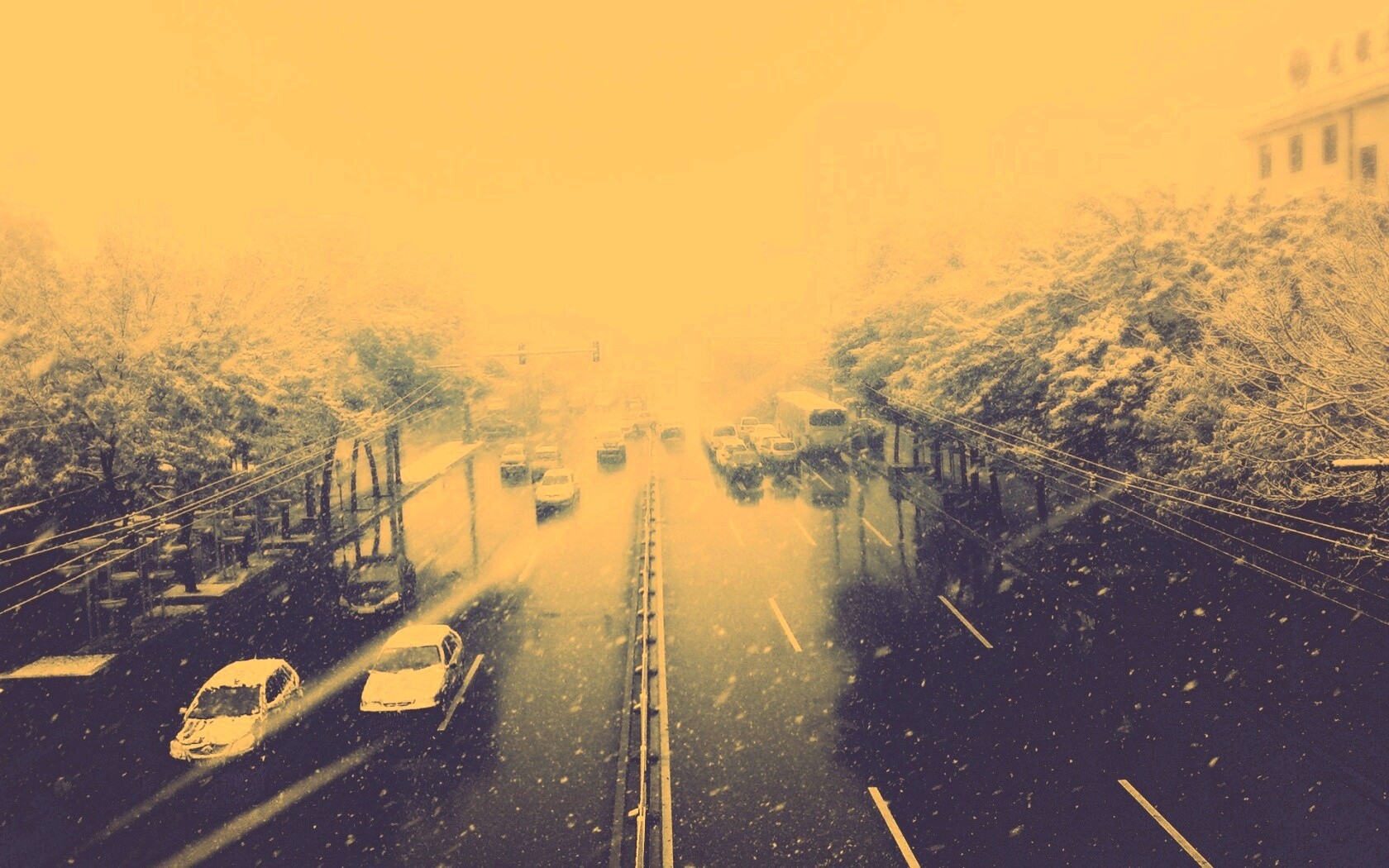 Снегопад в токио обои