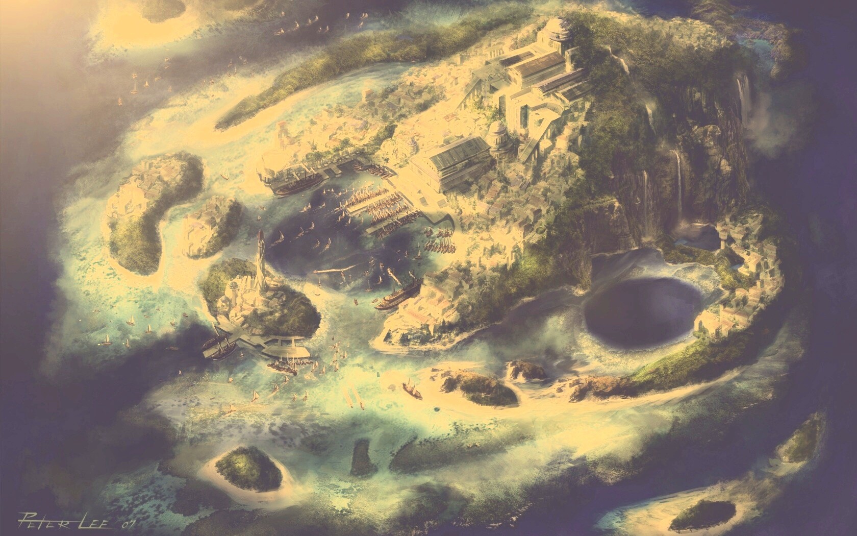 Город на острове обои