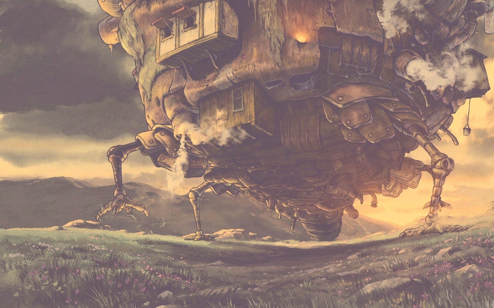 Ходячий замок в движении обои