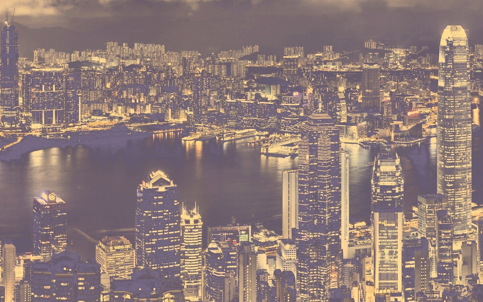 Небоскребы ночью обои