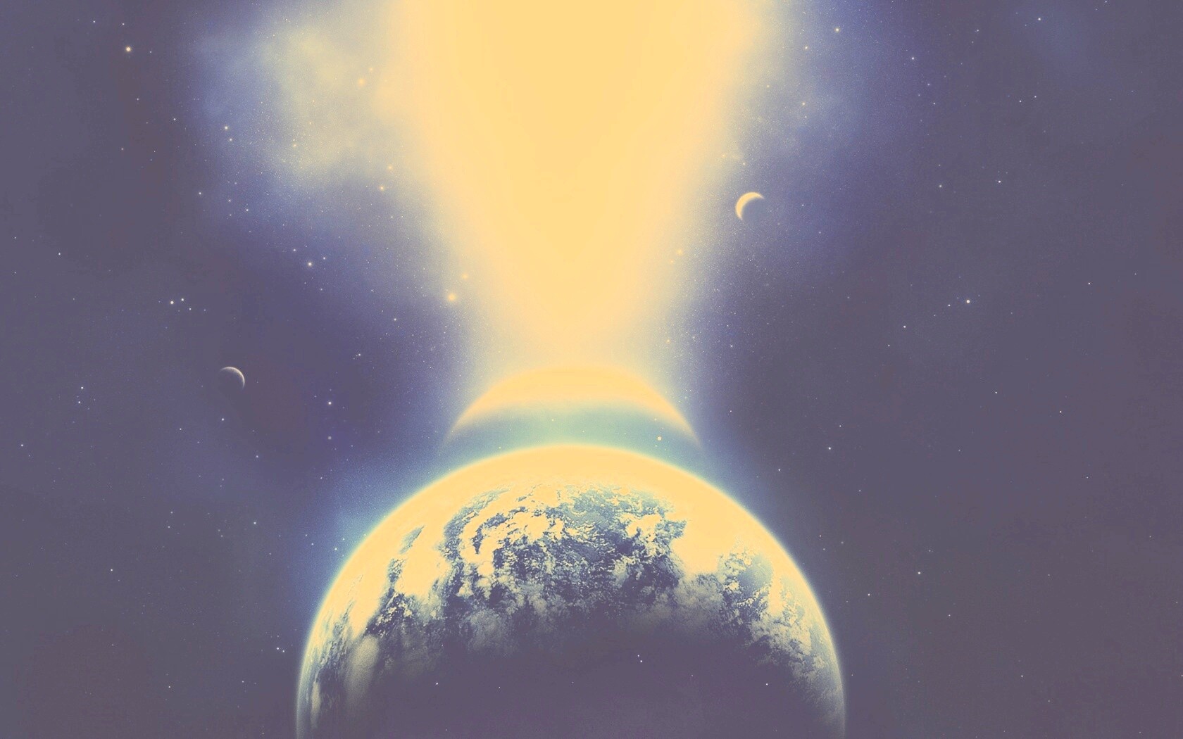 Свет звезды падает на планету обои