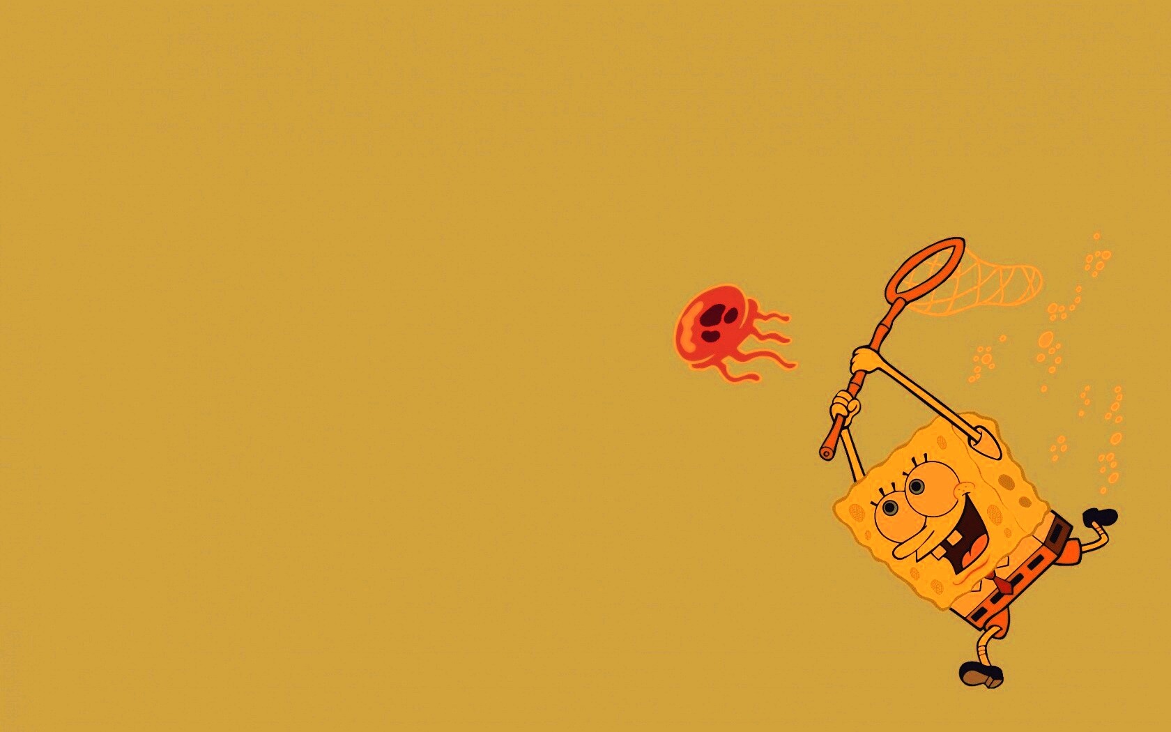 Губка Боб гонится за медузой обои