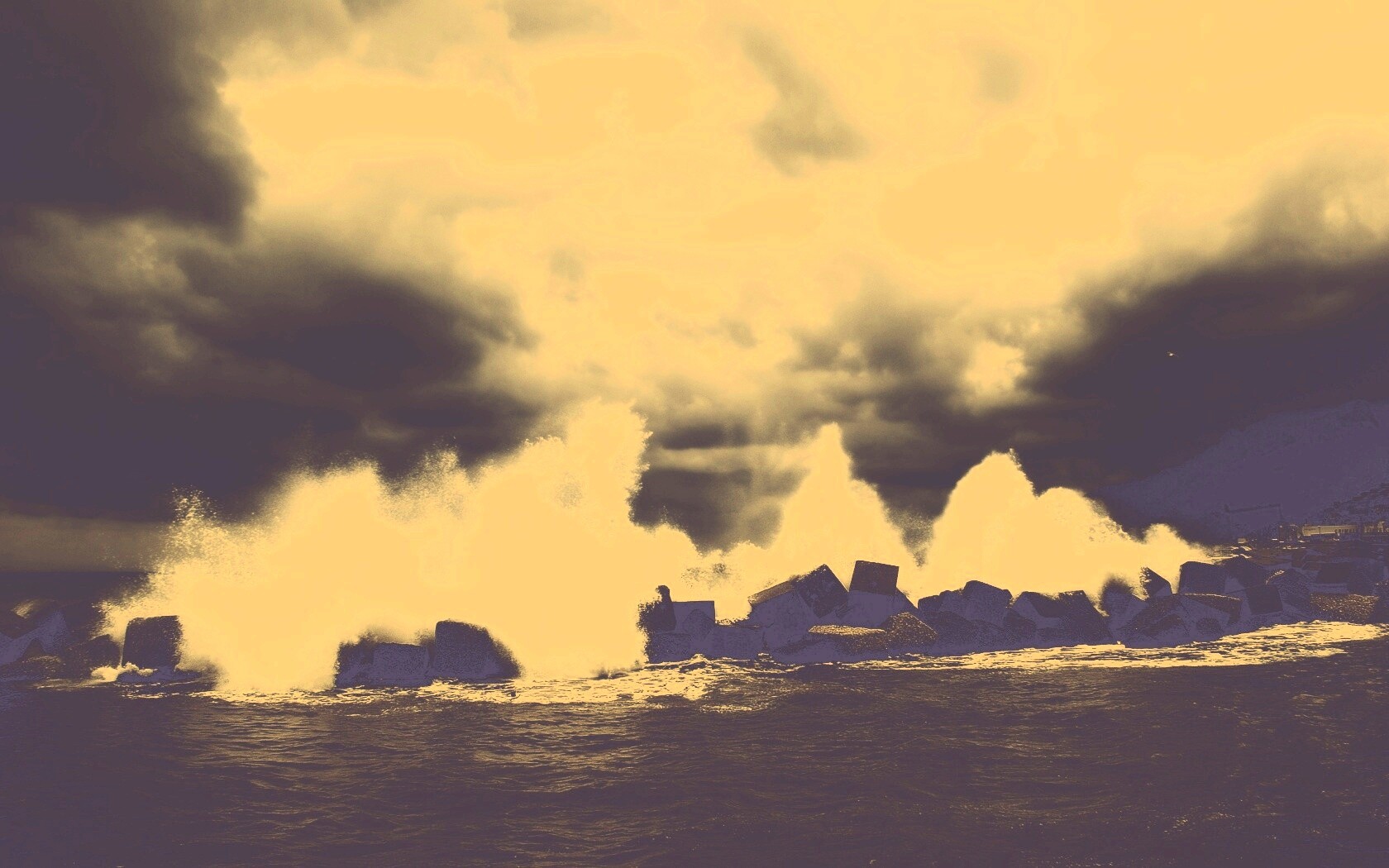 Буря в океане обои