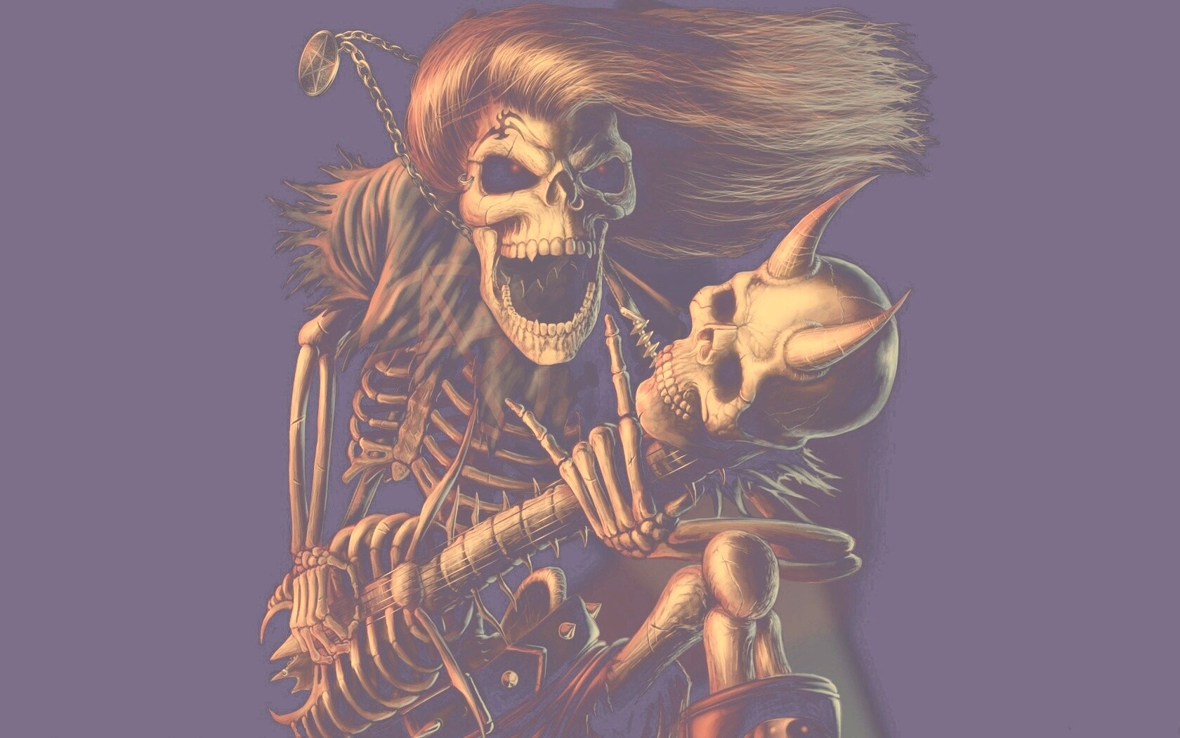 Скелет играет на скелет-гитары обои